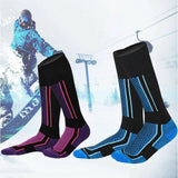 Men Women Long Warm Breathable Ski Socks Thicken Winter Sports Socks - Pink&White(33-39) - Low Angle
