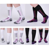 Men Women Long Warm Breathable Ski Socks Thicken Winter Sports Socks - Pink&White(33-39) - Extra Image