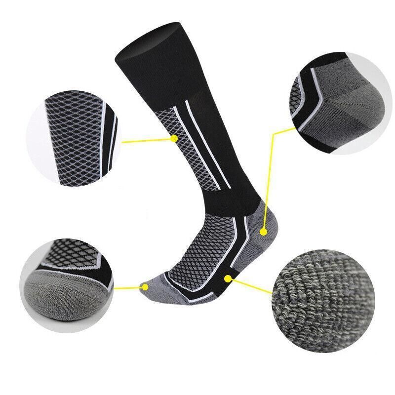Men Women Long Warm Breathable Ski Socks Thicken Winter Sports Socks - Pink&White(33-39)