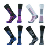Men Women Long Warm Breathable Ski Socks Thicken Winter Sports Socks - Purple&Black(33-39)
