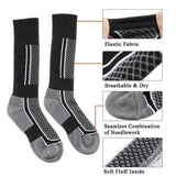 Men Women Long Warm Breathable Ski Socks Thicken Winter Sports Socks - Purple&Black(33-39) - Close-Up Angle