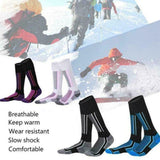 Men Women Long Warm Breathable Ski Socks Thicken Winter Sports Socks - Purple&Black(33-39)