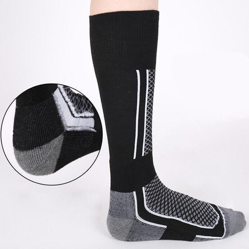 Men Women Long Warm Breathable Ski Socks Thicken Winter Sports Socks - Purple&Black(33-39)
