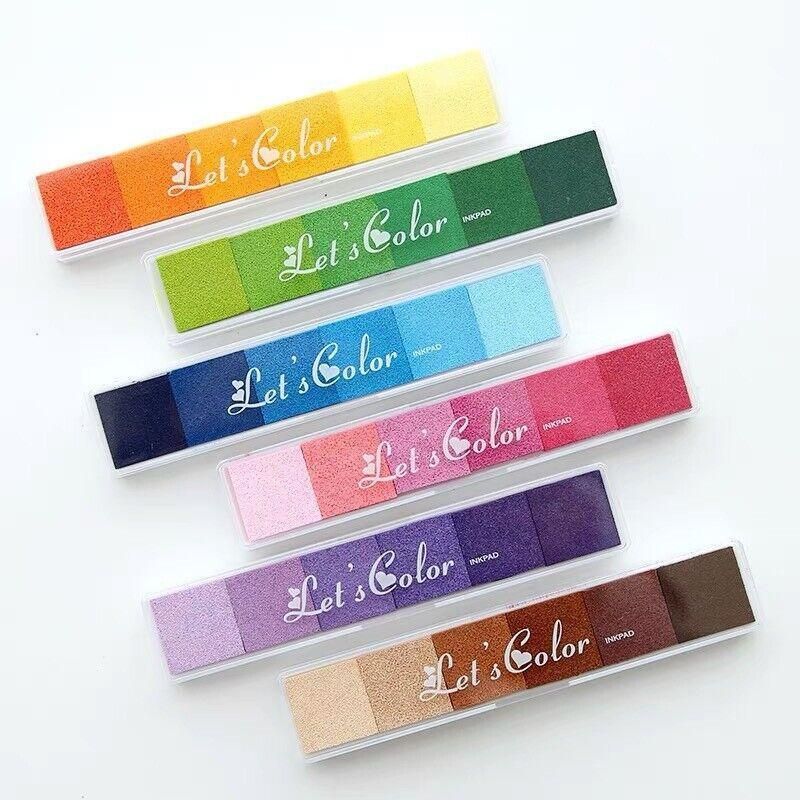Gradient Color Ink Pad Inkpad Rubber Stamp Water Based Diy Finger Print 10 Colours - S1 Purple