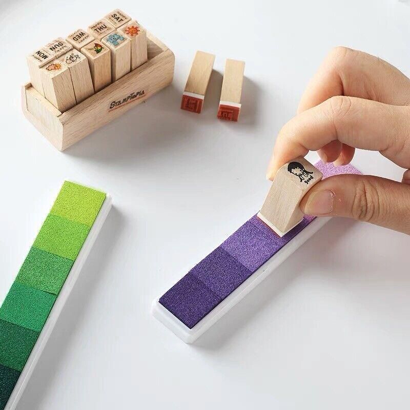Gradient Color Ink Pad Inkpad Rubber Stamp Water Based Diy Finger Print 10 Colours - C1