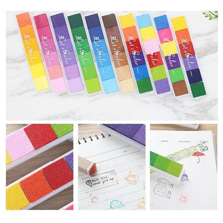 Gradient Color Ink Pad Inkpad Rubber Stamp Water Based Diy Finger Print 10 Colours - C1