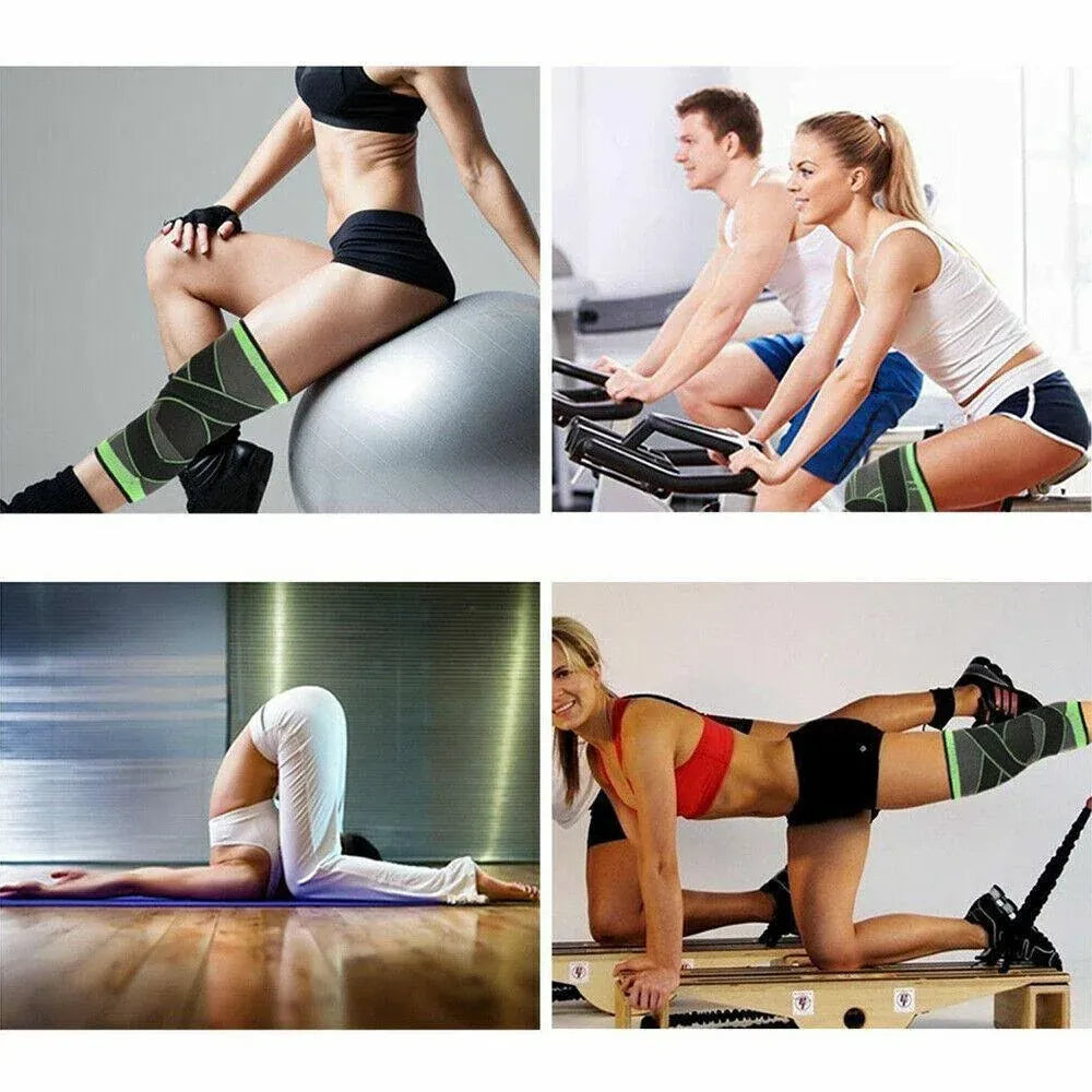 3D Weaving Knee Brace Breathable Sleeve Support Running Jogging Joint Pain Leg Black - Black-XXXL