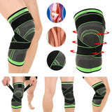 3D Weaving Knee Brace Breathable Sleeve Support Running Jogging Joint Pain Leg Green - Green-L - 45-Degree Angle