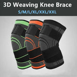 3D Weaving Knee Brace Breathable Sleeve Support Running Jogging Joint Pain Leg Green - Green-XXXL - Front View