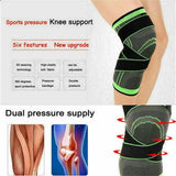 3D Weaving Knee Brace Breathable Sleeve Support Running Jogging Joint Pain Leg Green - Green-XXXL