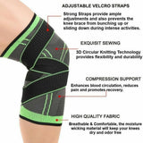3D Weaving Knee Brace Breathable Sleeve Support Running Jogging Joint Pain Leg Green - Green-XXXL