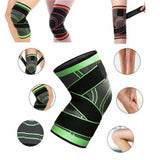 3D Weaving Knee Brace Breathable Sleeve Support Running Jogging Joint Pain Leg Green - Green-XXXL - Extra Image