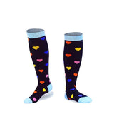 S/M Compression Socks Women Men Nursing Travel Stocking Sport Running - White Polka Dots - Close-Up Angle