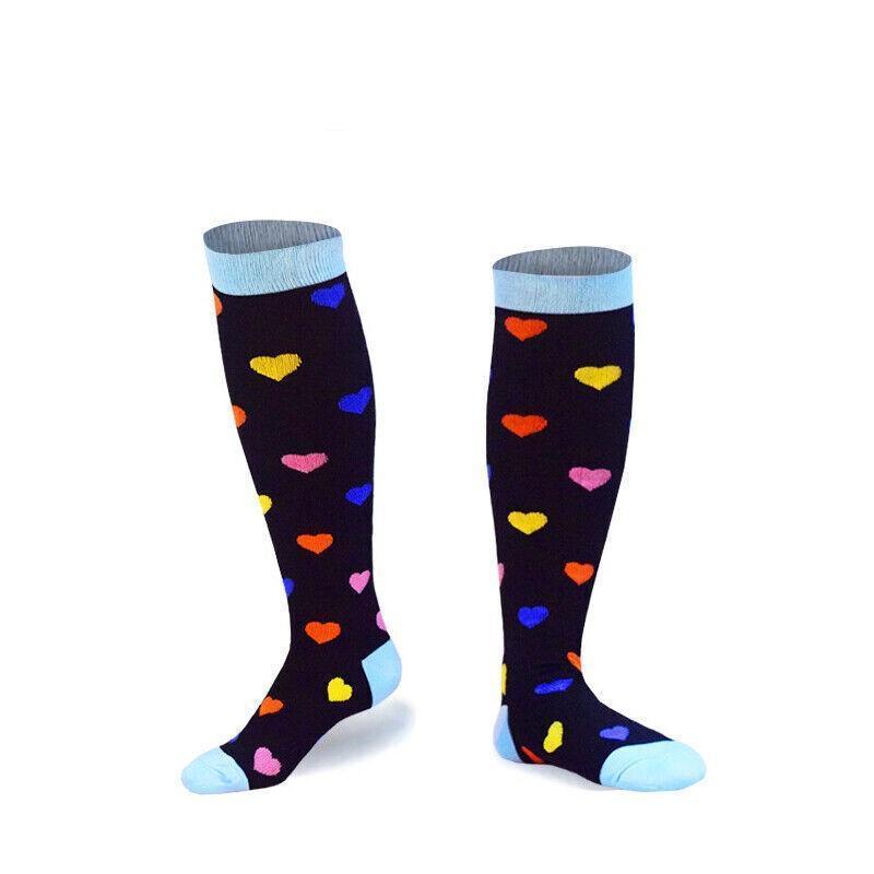 S/M Compression Socks Women Men Nursing Travel Stocking Sport Running - Black
