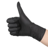 Thick Black Nitrile Gloves Industrial Mechanic Tattoo Tradie Rubber Protection - M - Top-Down View