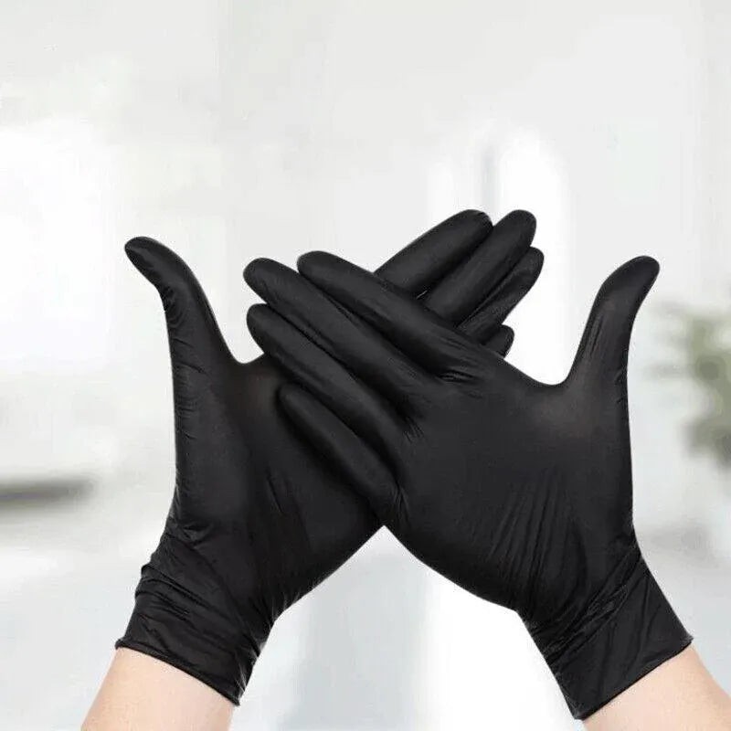 Thick Black Nitrile Gloves Industrial Mechanic Tattoo Tradie Rubber Protection - M