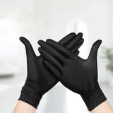 Thick Black Nitrile Gloves Industrial Mechanic Tattoo Tradie Rubber Protection - M - Extra Image