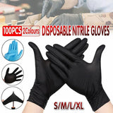 Thick Black Nitrile Gloves Industrial Mechanic Tattoo Tradie Rubber Protection - XL