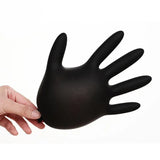 Thick Black Nitrile Gloves Industrial Mechanic Tattoo Tradie Rubber Protection - XL - Side View