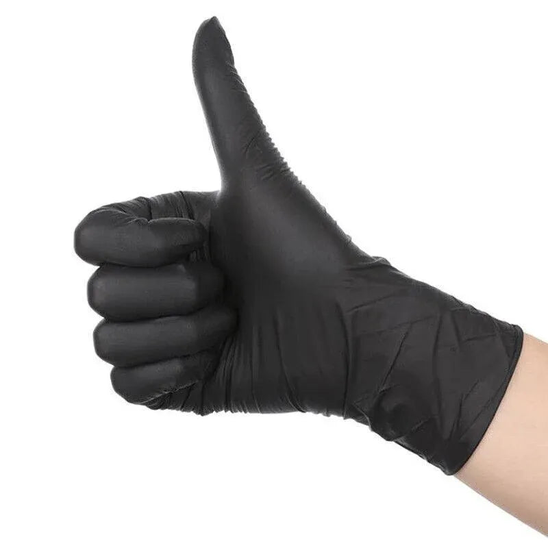 Thick Black Nitrile Gloves Industrial Mechanic Tattoo Tradie Rubber Protection - XL