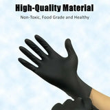 Thick Black Nitrile Gloves Industrial Mechanic Tattoo Tradie Rubber Protection - XL - Rear View