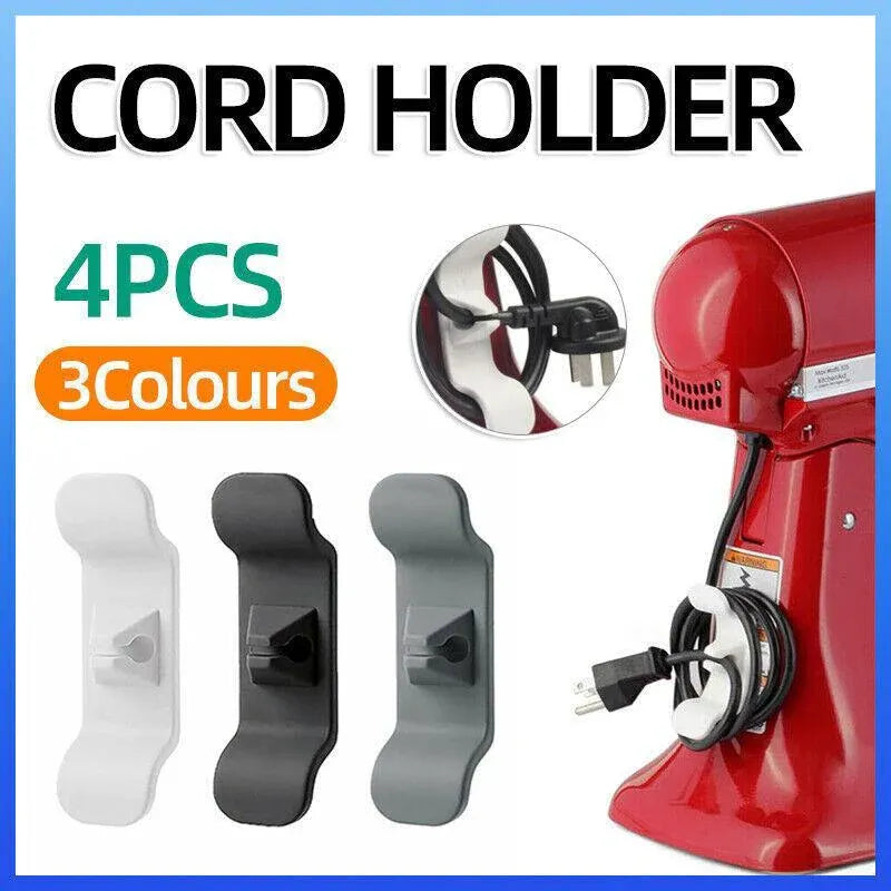 Cord Organizer Wrap Holder 4pcs Kitchen Appliance Cable Winder Adhesive Clip - 4PCS Grey