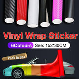 152 x 30CM Car Vinyl Wrap Carbon Fiber Matt Satin Glossy Multi Color Car Tint Car Sticker - Pink Carbon Fiber