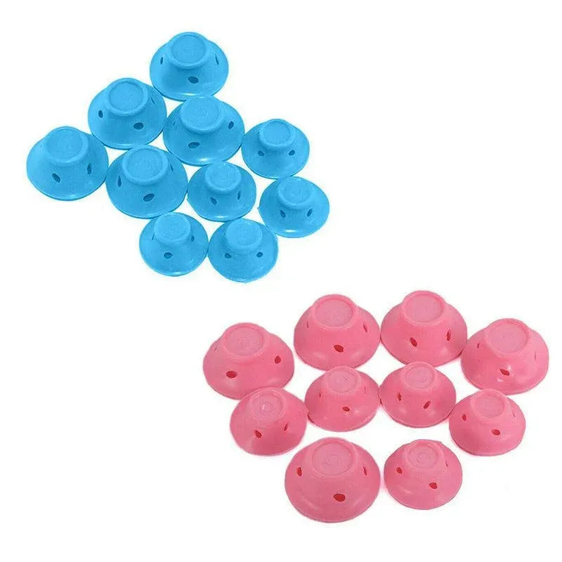 10Pcs DIY Magic Silicone Hair Curlers No-Heat Soft Rollers - Blue