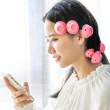 10Pcs DIY Magic Silicone Hair Curlers No-Heat Soft Rollers - Blue - 45-Degree Angle