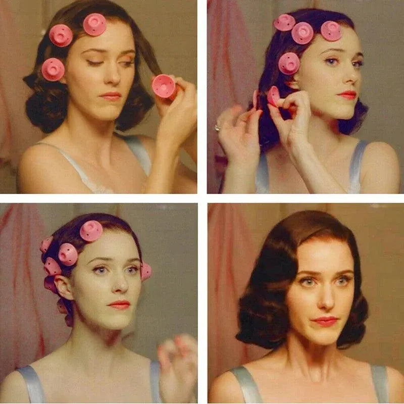 10Pcs DIY Magic Silicone Hair Curlers No-Heat Soft Rollers - Blue