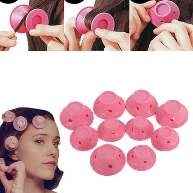 10Pcs DIY Magic Silicone Hair Curlers No-Heat Soft Rollers - Blue