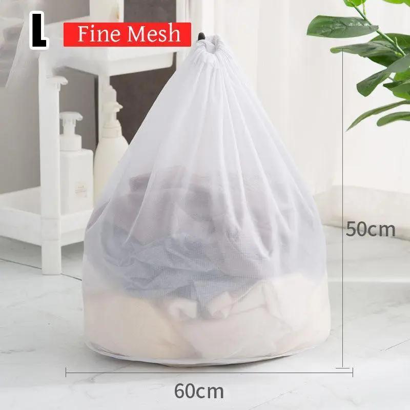 Drawstring Laundry Wash Bag Fine or Coarse Mesh Lingerie Delicate Clothes L - Coarse Mesh L