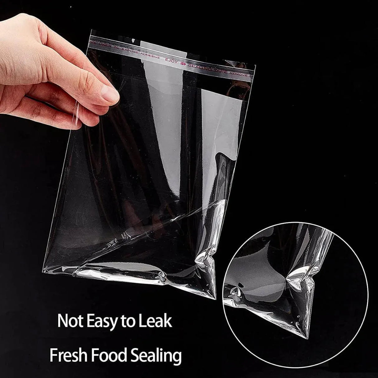 Multi-size Clear Self-Seal Cellophane Bags - Bulk Adhesive Opp - 11*20+4