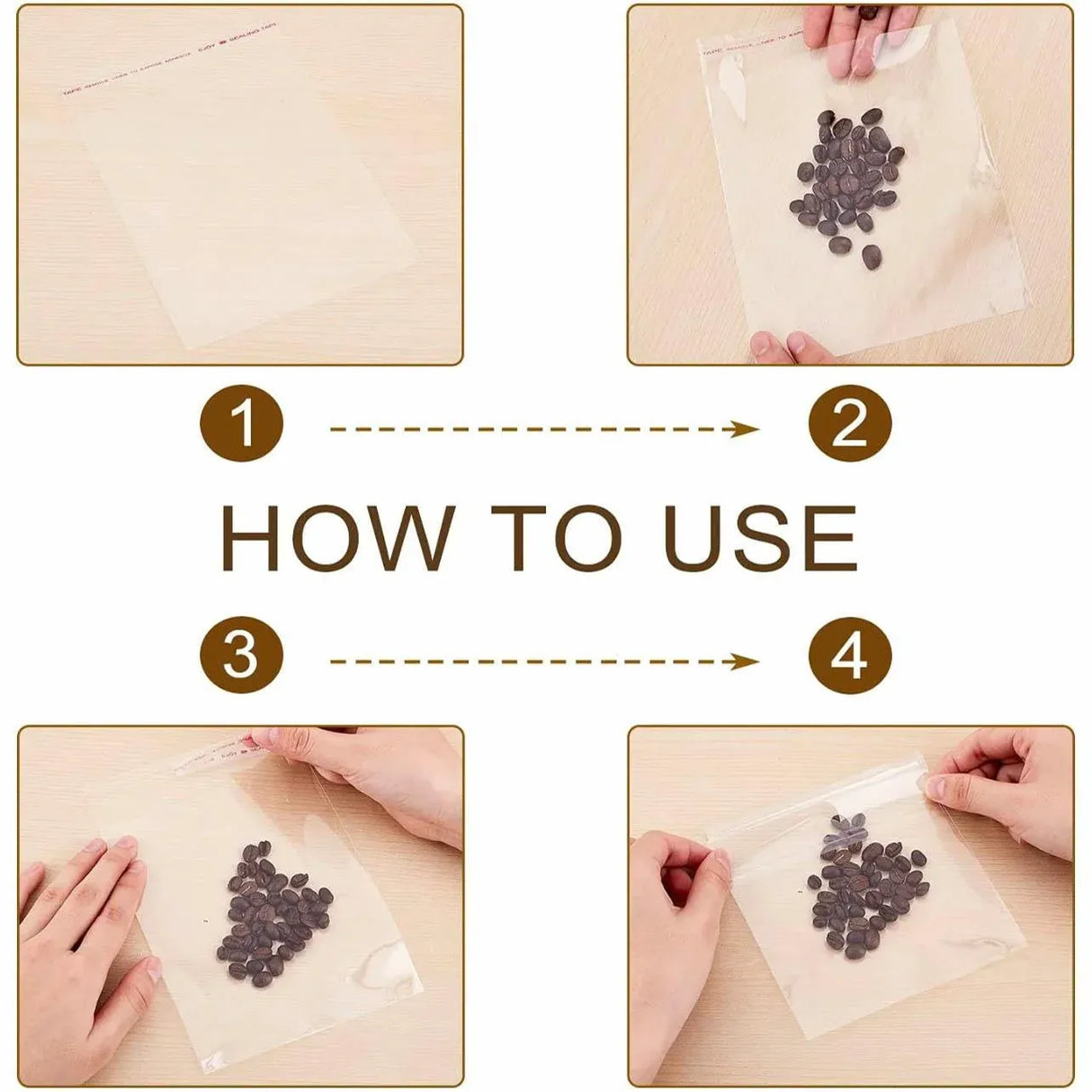 Multi-size Clear Self-Seal Cellophane Bags - Bulk Adhesive Opp - 13*17+3