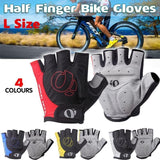 L Size Cycling Bicycle Half Finger Bike Gloves Unisex Anti Slip Padded - Yellow - Front View