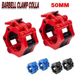 50mm Barbell Clamp Collar Clip Olympic Weightlifting Lift Spring Lock - Black - Front View