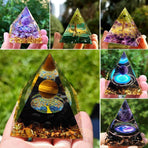Amethyst Crystal Sphere Orgonite Pyramidamp Obsidians - Purple(50mmx50mm)