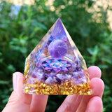 Amethyst Crystal Sphere Orgonite Pyramidamp Obsidians - Purple Tree(50mmx50mm)