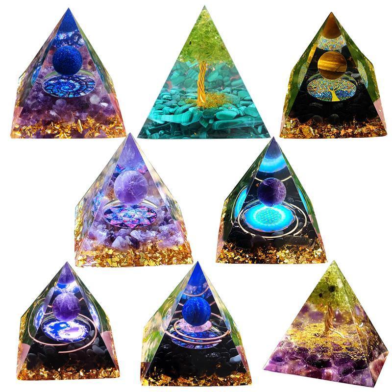 Amethyst Crystal Sphere Orgonite Pyramidamp Obsidians - Black Purple(60mmx60mm)