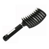 Detangle Nylon Boar Bristle Brush Hairbrush Smooth Hair Head Scalp Massage Comb - Black *1 Unit