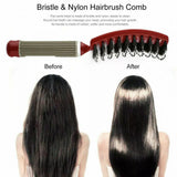 Detangle Nylon Boar Bristle Brush Hairbrush Smooth Hair Head Scalp Massage Comb - Red *1 Unit - Low Angle