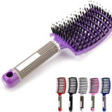 Detangle Nylon Boar Bristle Brush Hairbrush Smooth Hair Head Scalp Massage Comb - Gold *1 Unit