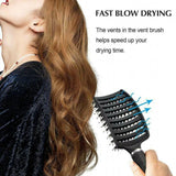 Detangle Nylon Boar Bristle Brush Hairbrush Smooth Hair Head Scalp Massage Comb - Gold *1 Unit - 45-Degree Angle