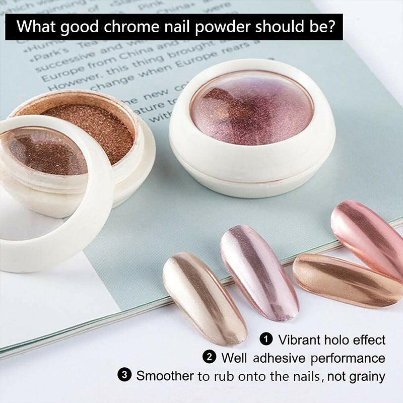 6 Colour Nail Mirror Effect Powder High Pigment Glitter Nail Art Dust Manicure A - 04