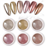 6 Colour Nail Mirror Effect Powder High Pigment Glitter Nail Art Dust Manicure A - 6PCS
