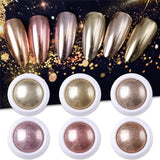 6 Colour Nail Mirror Effect Powder High Pigment Glitter Nail Art Dust Manicure A - 6PCS