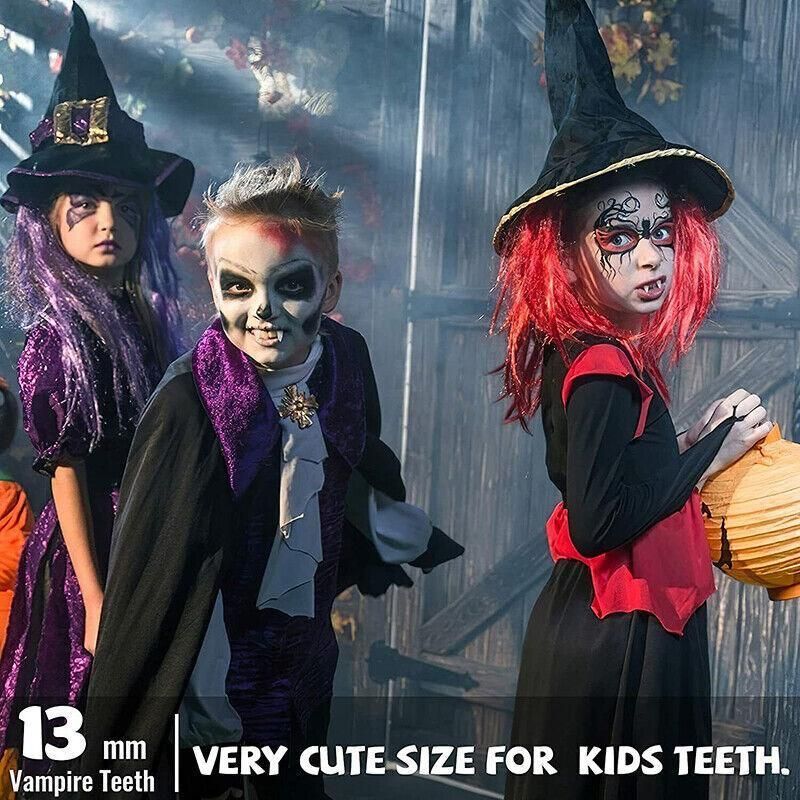 Cosplay Vampire Fangs Fake Teeth for Halloween Costume Party Dress Up 2PCS Prop Set - 17mm-1Piar