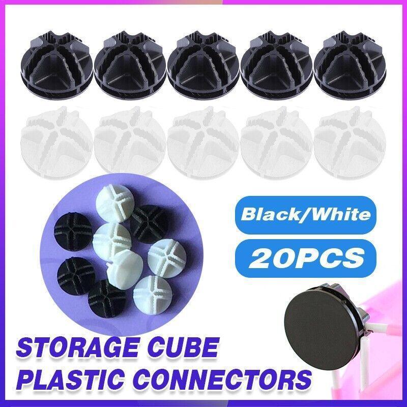 20PCS Wire Storage Cube Plastic Connectors Mesh Snap Plastic Push Grid - White