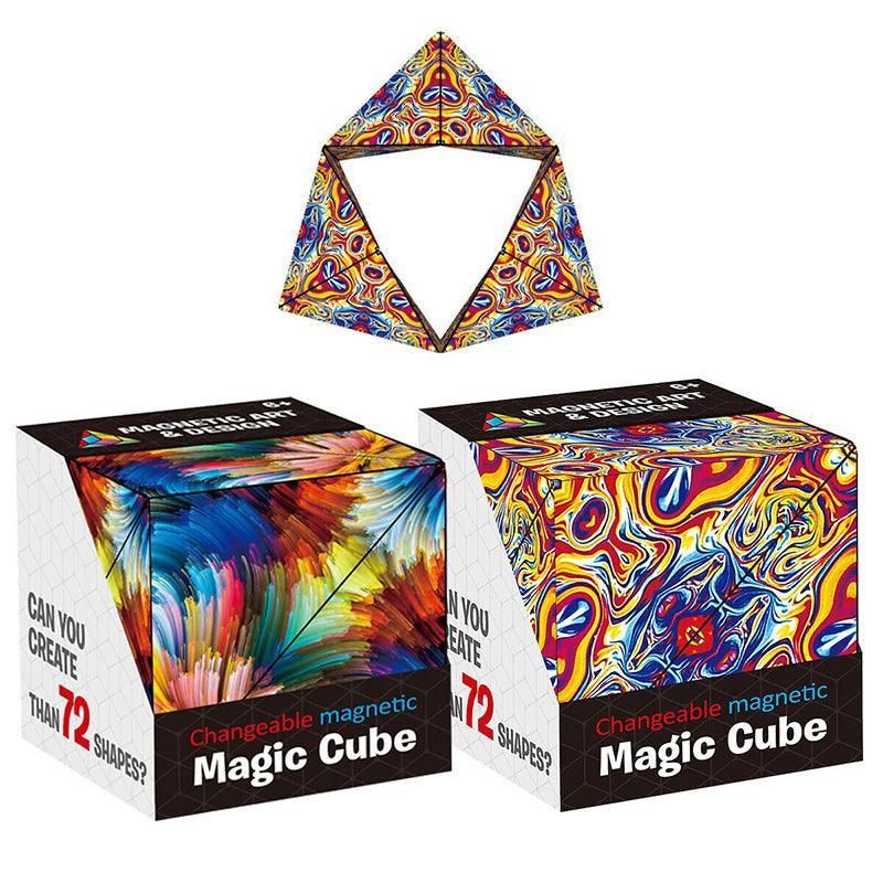 Variety Changeable Magnetic Magic Cube 3D Hand Flip Puzzle Anti Stress Toys Gift - Colourful Pattern