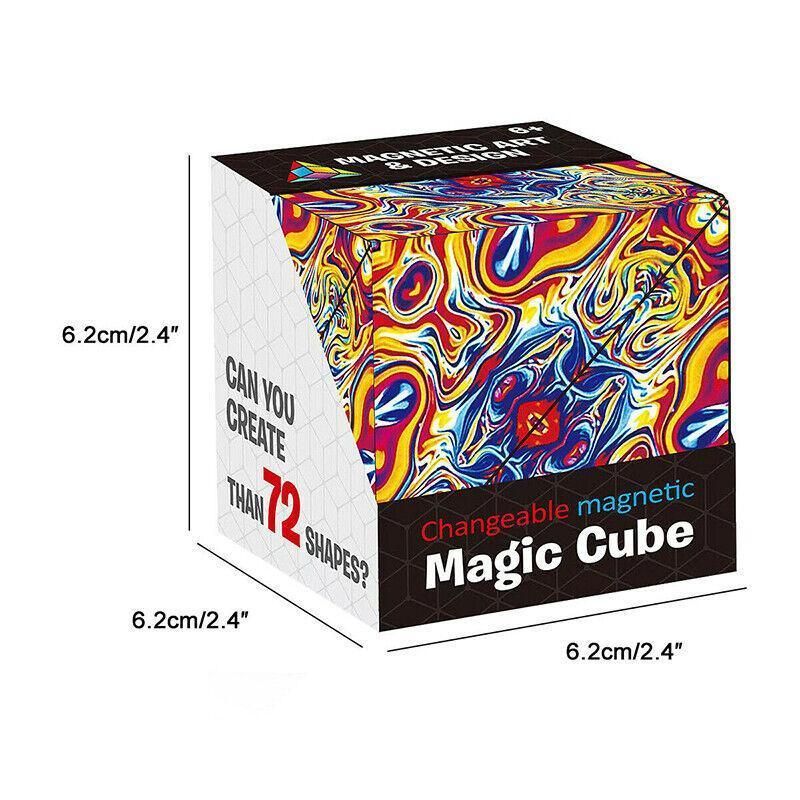 Variety Changeable Magnetic Magic Cube 3D Hand Flip Puzzle Anti Stress Toys Gift - Colourful Pattern